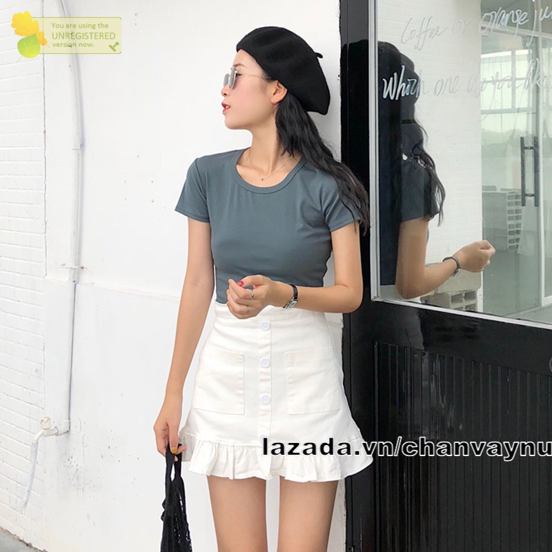 Chân váy kaki đuôi cá nút Đen MT278  size SML | BigBuy360 - bigbuy360.vn