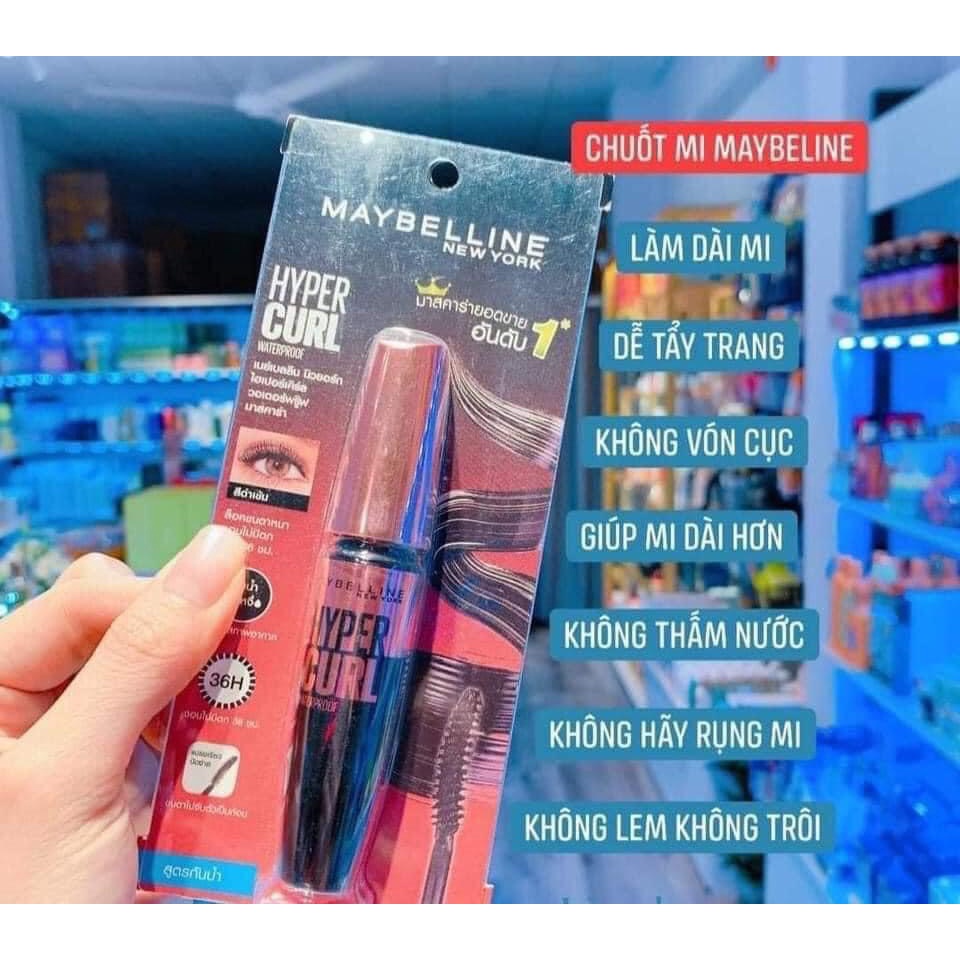 Mascara dưỡng mi, làm dày mi và cong mi Maybelline New York Water Proof không lem không trôi 8.6ml/9.2ml