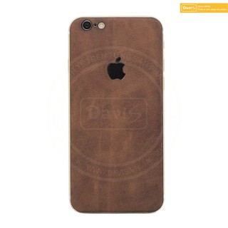 Miếng dán da dán iPhone 6 plus - Da thật nhập khẩu cao cấp - Davis (Nâu Bò sáp)