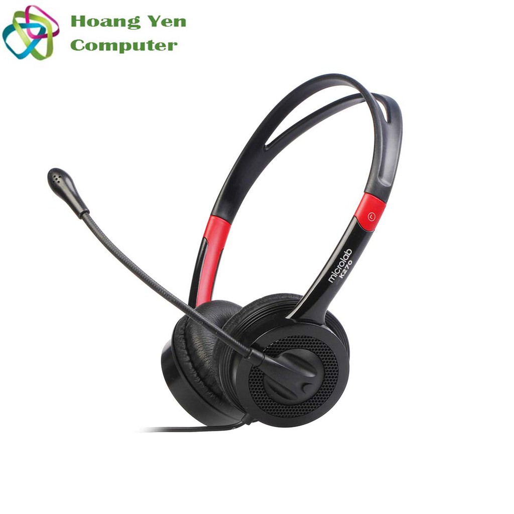 Tai Nghe Chụp Tai Kèm Micro Microlab K270 Có Dây, 2 Jack 3.5mm Cho PC - BH Chính Hãng 1 Năm