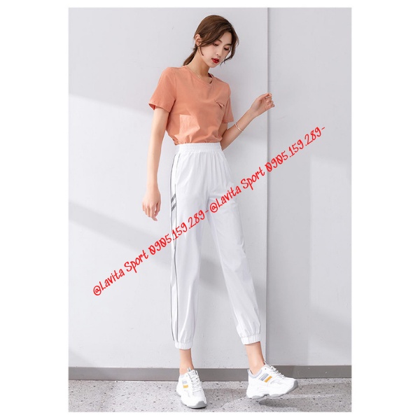 Quần Jogger Dù Thể Thao Nữ, Tập Gym, Chạy Bộ, Zumba, Chất Vải Gió Dù Mềm Không Thấm Nước - Nhẹ - Bo Ống Lavita Sport