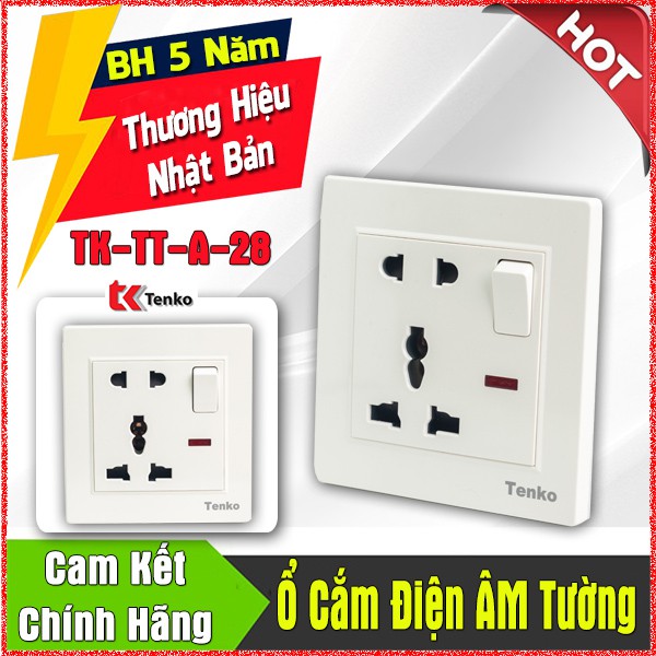 Ổ Cắm Điện Chống Giật Đơn Có Công Tắc TK-BS2P1S