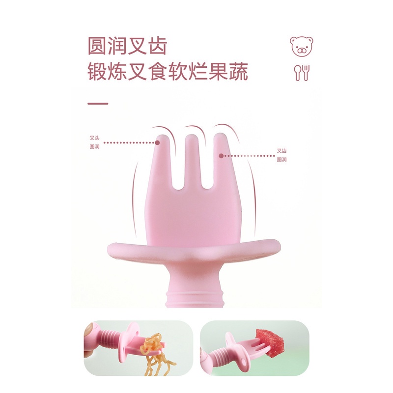 Bộ Muỗng Nĩa Tay Cầm Ngắn Dành Cho Trẻ Em | Muỗng Nĩa Cho Bé Tập Ăn Tiện Dụng | Bộ Muỗng Nĩa Tập Ăn Tiện Dụng Cho Bé | Thìa Silicone Mềm