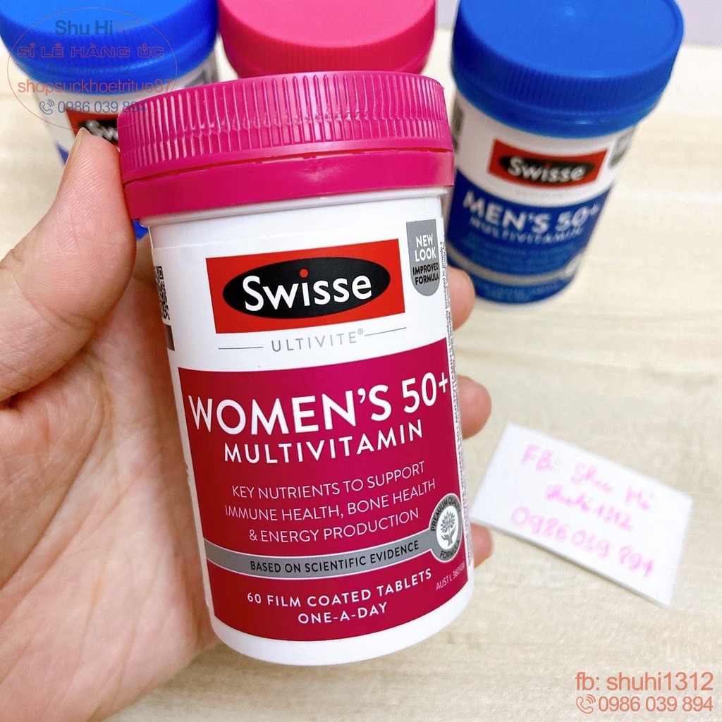 Vitamin tổng hợp nam, nữ swisse women, men từ 18 tuổi 60 viên swisse men's, swisse women's, ultivite 50+ multivitamin Úc