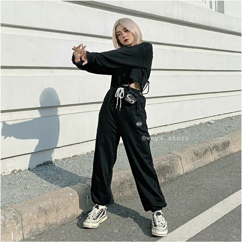 Quần Jogger Spun x Croptop Yin 🔸 HÀNG CAO CẤP 🔸 quần thể thao Unisex chất thun co giãn thoáng mát - D05