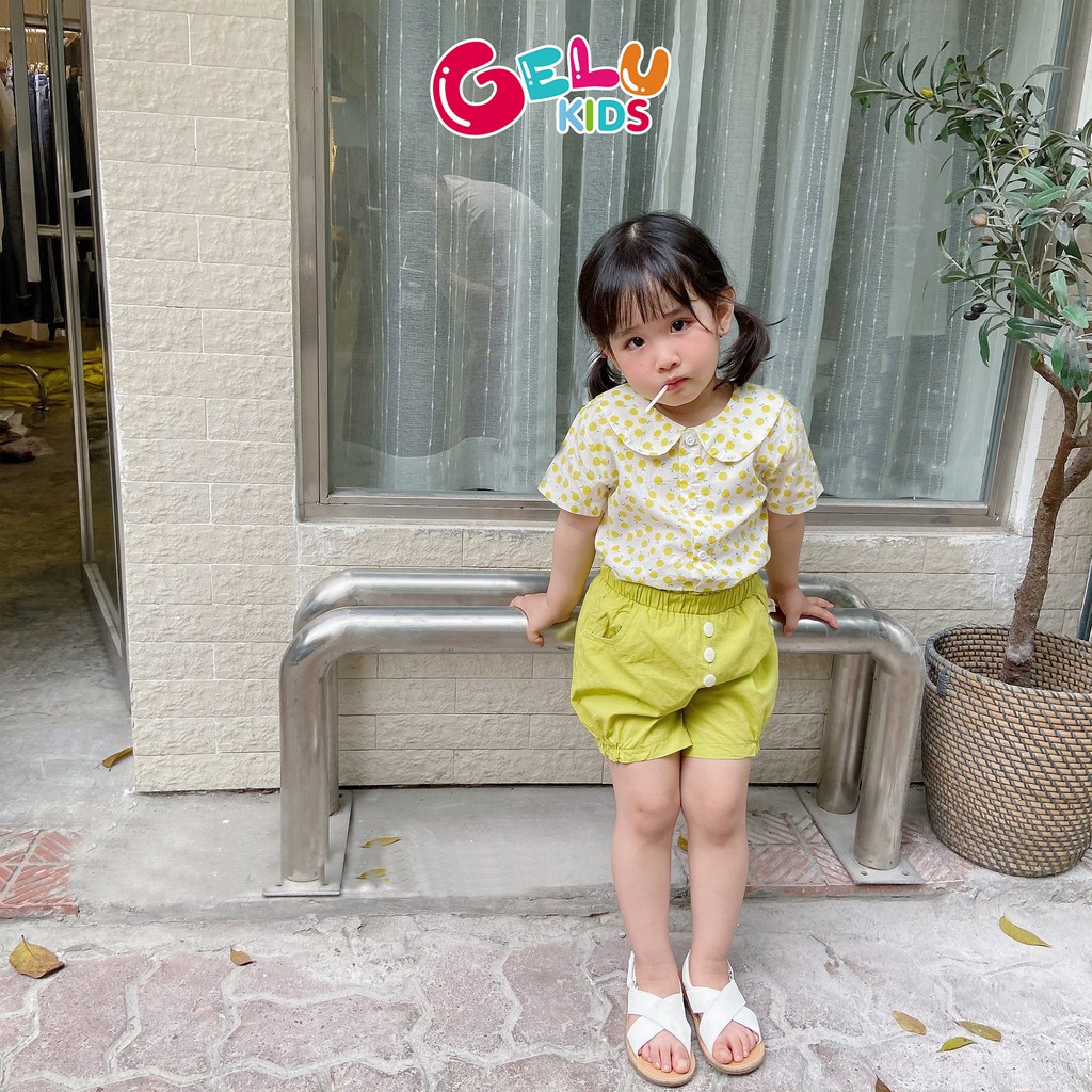 Bộ cộc tay cho bé gái GELU KIDS chất thô mềm phong cách Hàn Quốc siêu xinh - GLQA07