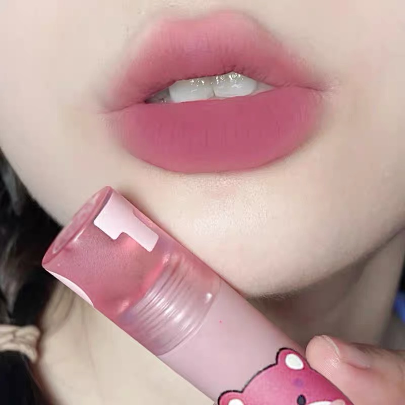 Son kem lì gấu dâu HERORANGE mềm mịn lâu trôi Beckoning Bear Velvet Lip Glaze