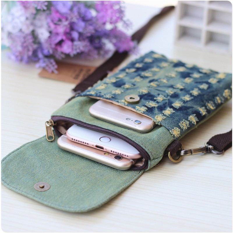 Túi Vải Denim Đeo Chéo Đựng Điện Thoại Iphone 12 / 2023 Phong Cách Mới