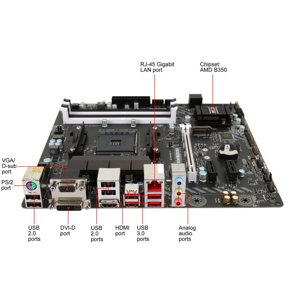MSI Motherboard B350M BAZOOKA AMD B350 Chipset AM4. Bo mạch chủ MSI B350M BAZOOKA cũ
