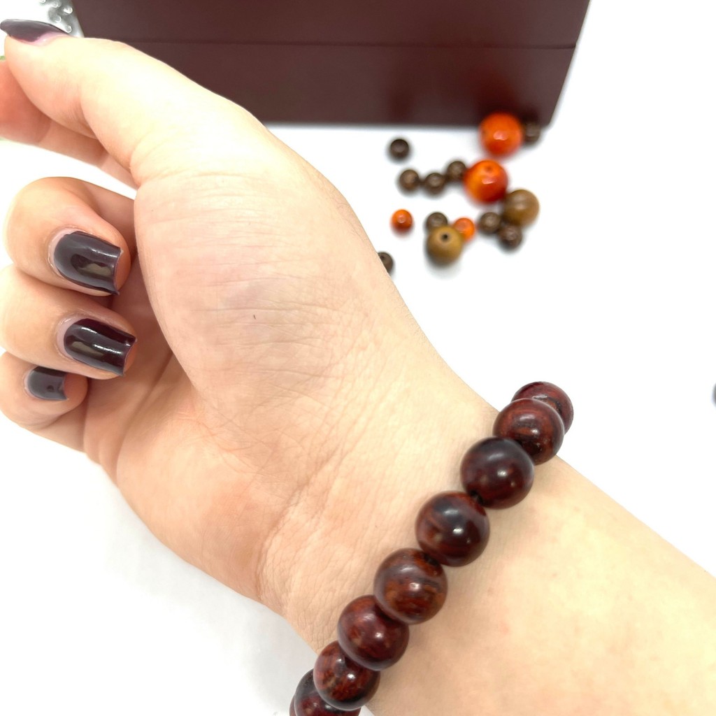 Vòng tay gỗ trắc đỏ 10 ly 💖FREE SHIP💖 SHOP MỘC NHỊ KHÊ  - chuyên các sản phẩm vòng gỗ phong thuỷ | BigBuy360 - bigbuy360.vn