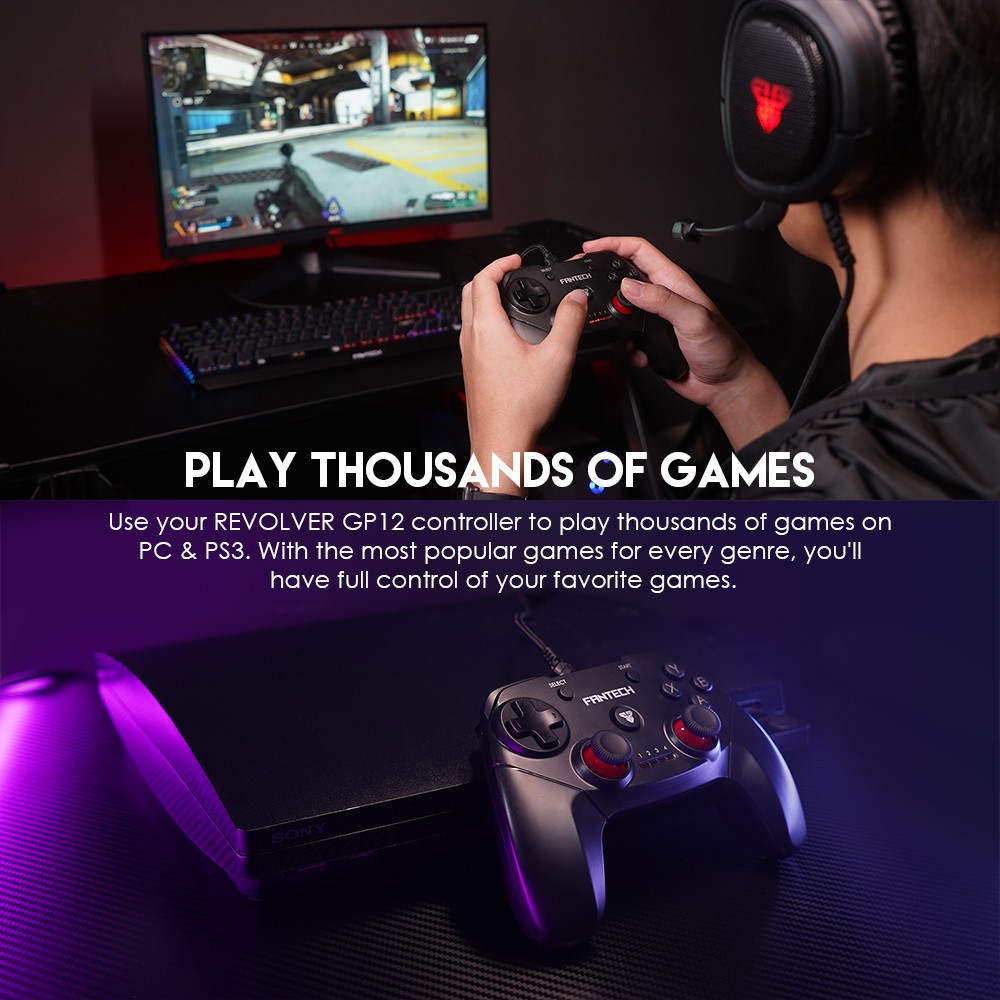 Tay Cầm Chơi Game FANTECH Có Dây GP12/Không Dây WGP12 Dùng Được Cho PC, Console, Smart TV... 4 Chế Độ