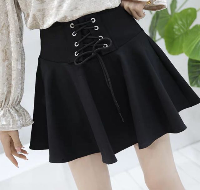 Váy xòe xỏ dây vải dày mịn