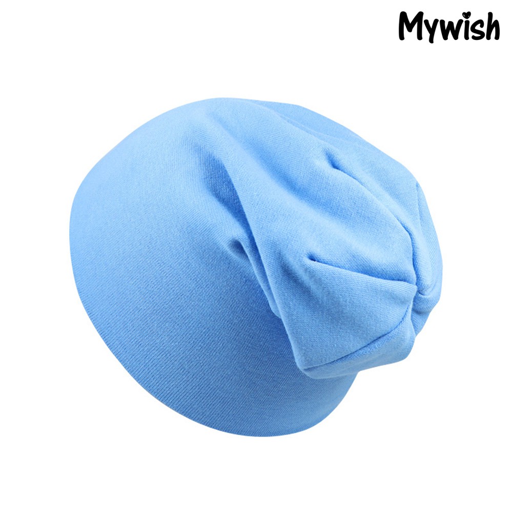 Mũ Beanie Đan Len Bằng Cotton Màu Trơn Dễ Thương Giữ Ấm Cho Bé Trai Và Gái