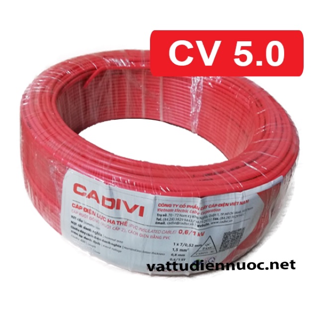 Dây cáp điện đơn CADIVI CV 1.25 ~ 8.0 ( giá 1 mét)