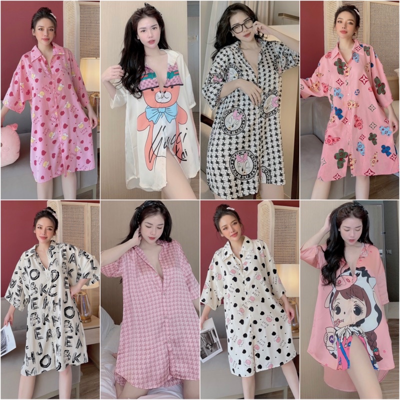 Váy nữ sơmi bigsize tiểu thư xinh đẹp lụa ngủ cao cấp JUSOKA