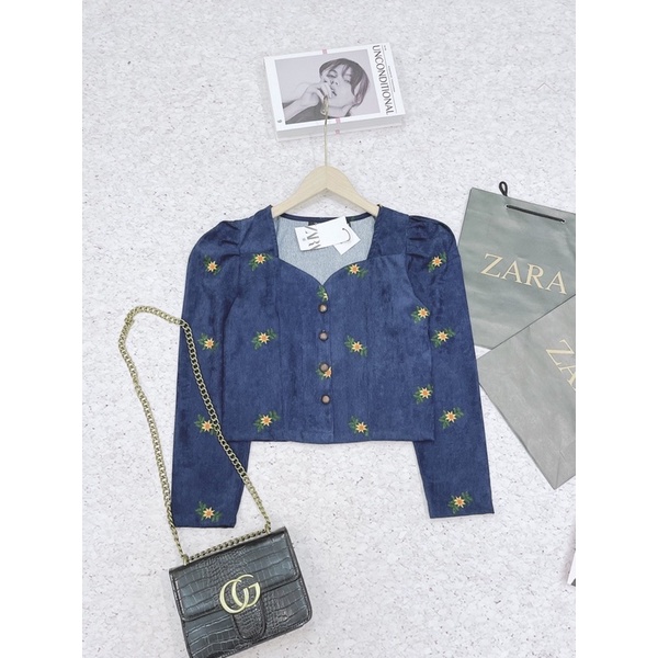 Áo Nhung điểm hoa