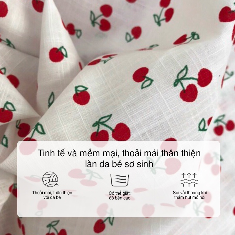 Mũ Nón vải sơ sinh thiết kế rộng vành mềm cho Bé Gái phong cách đáng yêu cotton tự nhiên thoáng khí, mềm mát PocoHome