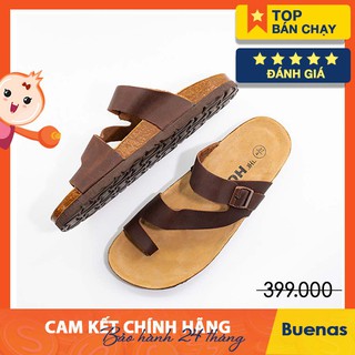 Giày Dép Đế Trấu Da Bò Thật Quai Ngang - Da Nâu  [CHÍNH HÃNG - giày dép nam nữ unisex] HG05DN