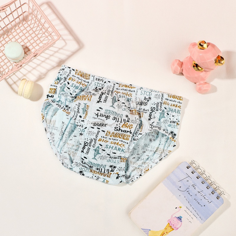 Set 5 quần lót bé trai Hàn Quốc 100% cotton mẫu Cá Mập