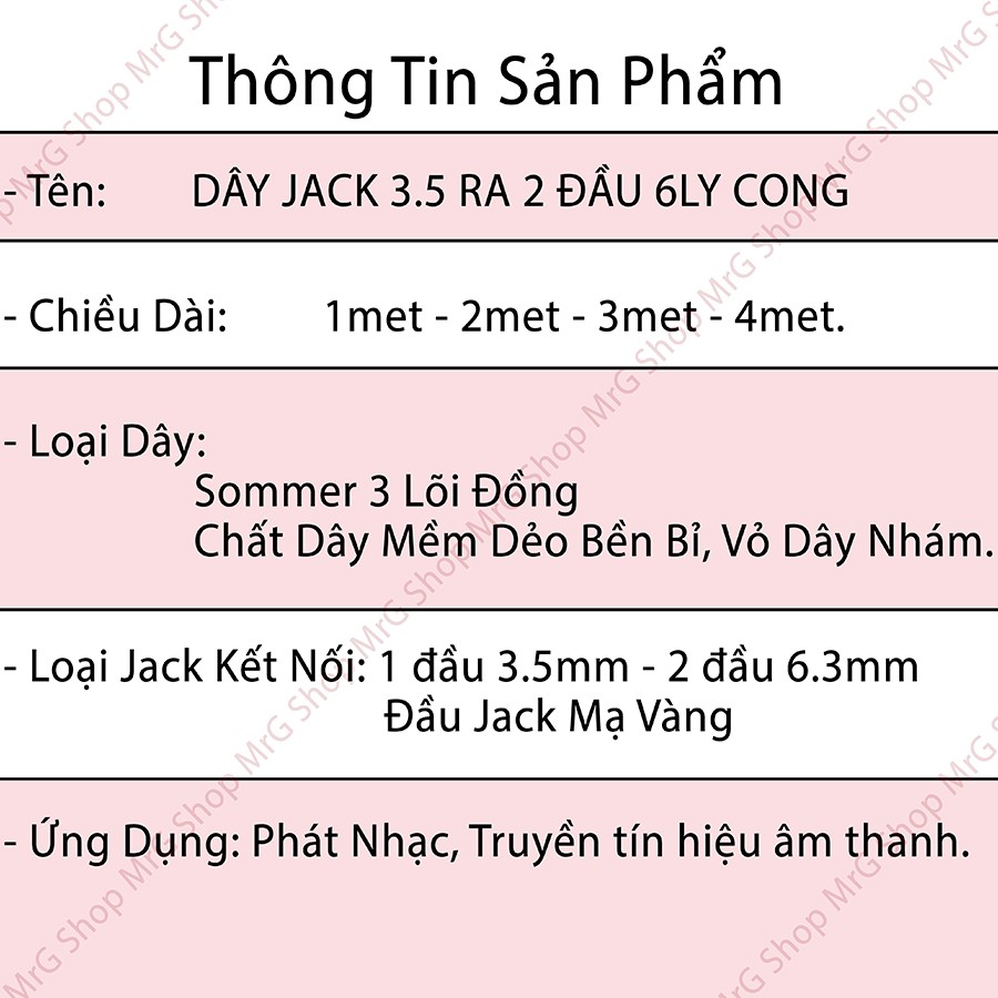 Dây 3.5mm Ra 2 Đầu 6 Ly Góc Vuông Chữ L 1met 2met 3met 4met - MrG