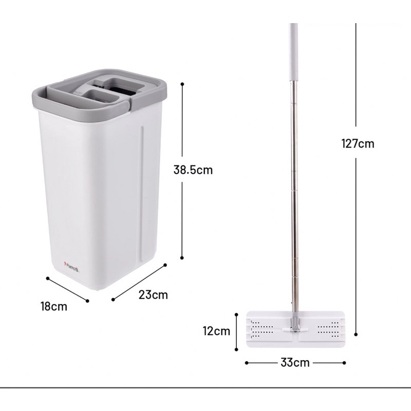 Bộ cây lau nhà 2 ngăn tự vắt thông minh Parroti Pro PR01 - PRO MAX xoay 360 độ