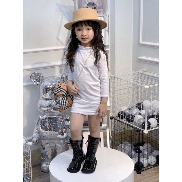 Đầm body dây rút tay dài bé gái