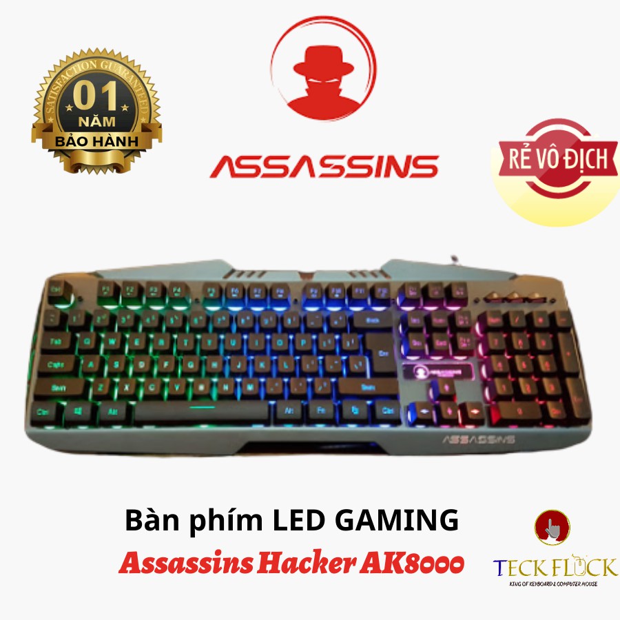 BÀN PHÍM GAMING ASSASSINS HACKER AK8000 - LED 7 MÀU