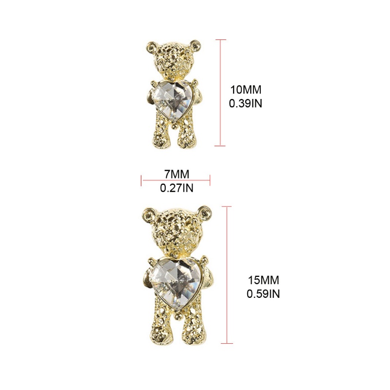 [Hàng mới về] Phụ kiện trang trí móng tay nghệ thuật tự làm thiết kế gấu 3D đính đá