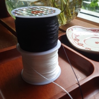 Dây cước chun chỉ tơ co giãn đàn hồi xỏ vòng tay vòng hạt phong thủy màu đen và trắng dễ xài - nami house