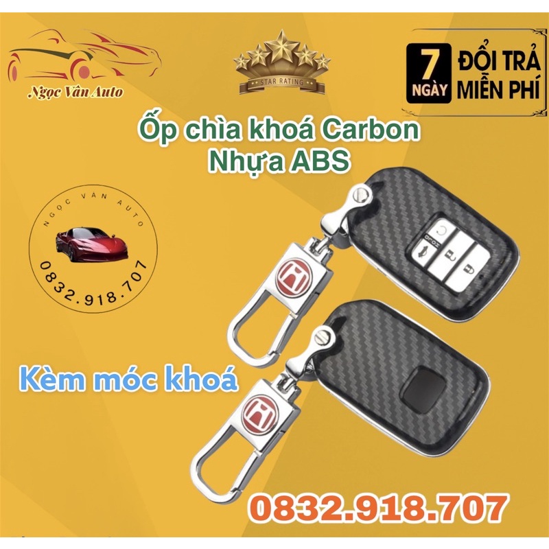 ốp chìa khoá Carbon Honda City 2014-2020 chìa thông minh 3 nút