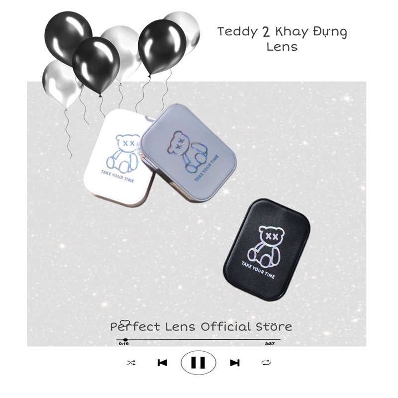 Khay Đựng Lens , Kính Áp Tròng Teddy , Gồm 2 Khay Đựng và Kèm Bộ Dụng Cụ Đeo , Khay INS , Giá Sale Rẻ