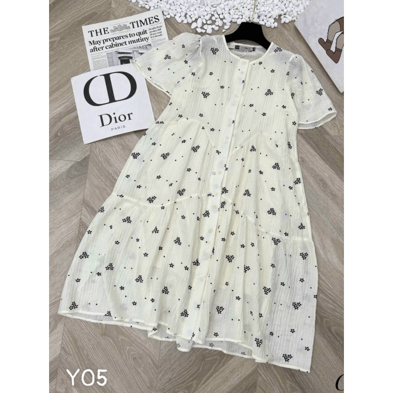 (Free Ship) ĐẦM XỐP SUÔNG NỮ HỌA TIẾT HOA NHÍ PHỐI KHUY BẤT CHẤP DÁNG BÉO CỰC HOT PU