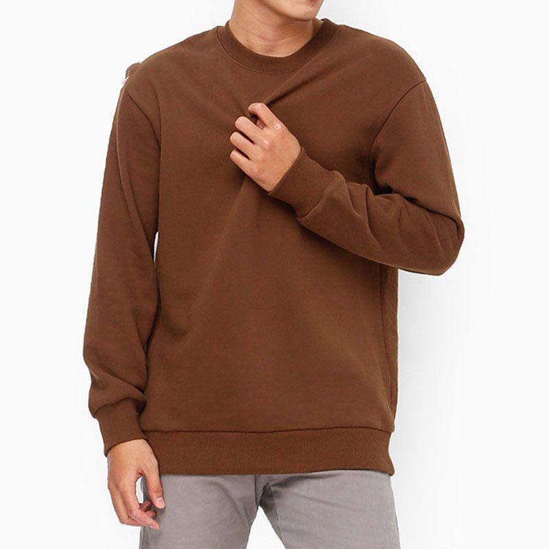 Áo Sweater Nỉ Trơn Màu Nâu Cafe Nam Nữ Unisex, Form Rộng Chất Nỉ Bông Cao Cấp size 35-70kg