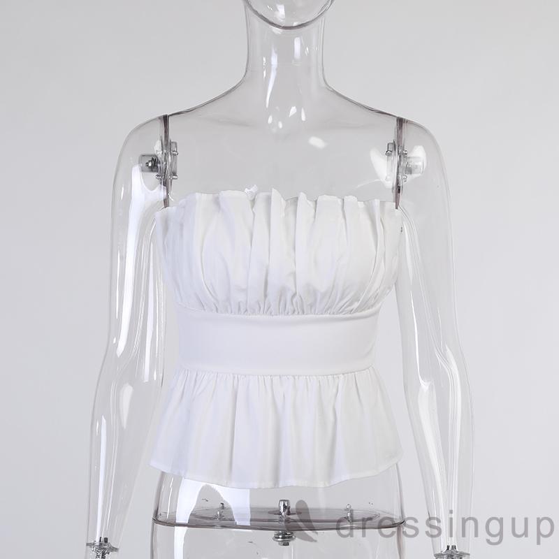 Áo Ống Xếp Li Màu Trơn Trễ Vai Dành Cho Nữ | BigBuy360 - bigbuy360.vn