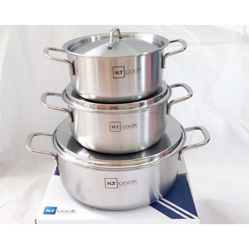 Nồi inox 1 đáy HT COOK size 16-18-24cm