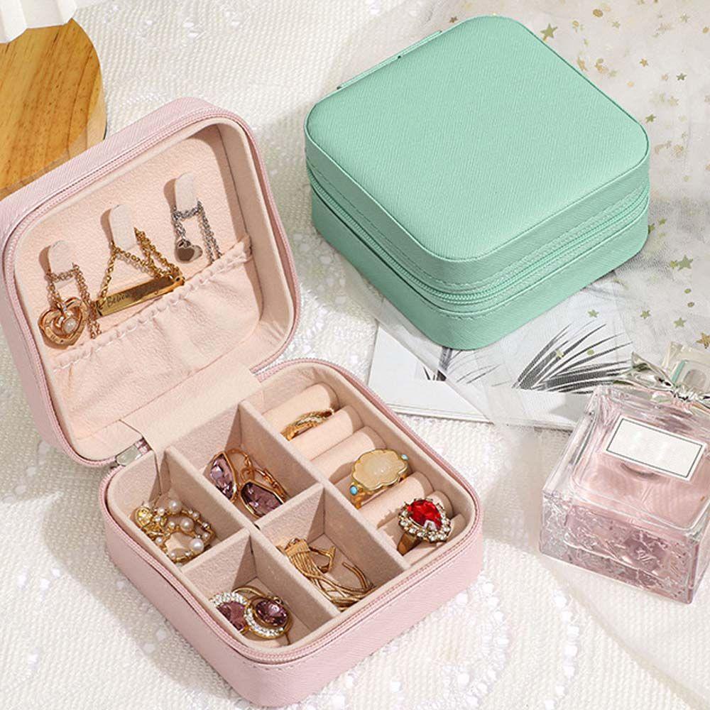 Hộp Đựng Trang Sức Bằng Da PU Hình Vuông Đa Năng Tiện Dụng