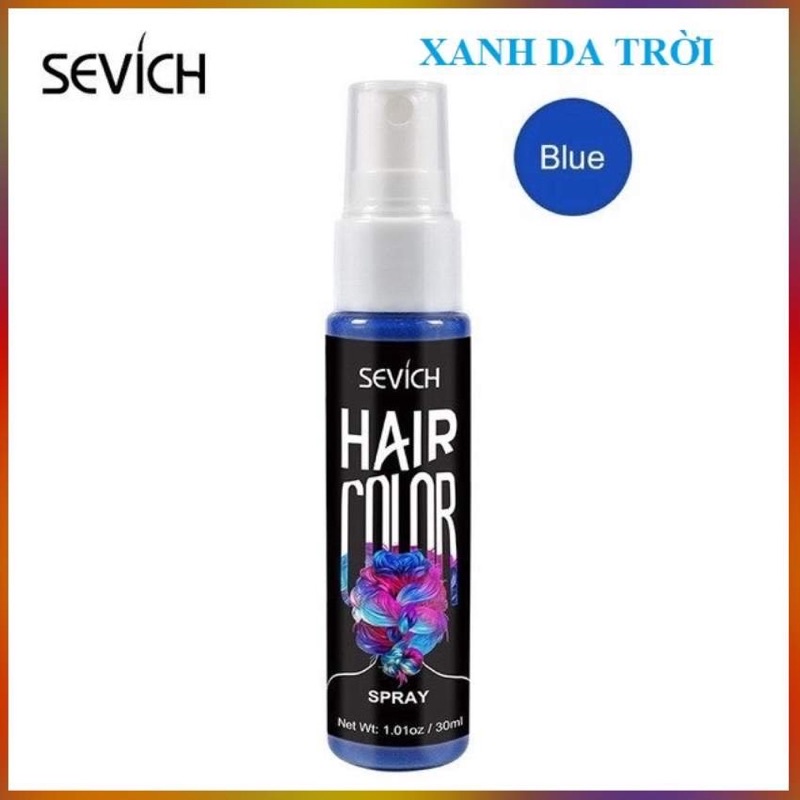 Chai Xịt Đổi Màu Tóc Tạm Thời Màu Xanh Da Trời  Sevich 30ml/Chai Giữ Nếp Tóc