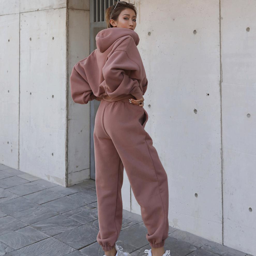 Set đồ thể thao MMIOT Y2k gồm áo hoodie và quần dài vải lông cừu giữ ấm thời trang thu đông cho nữ