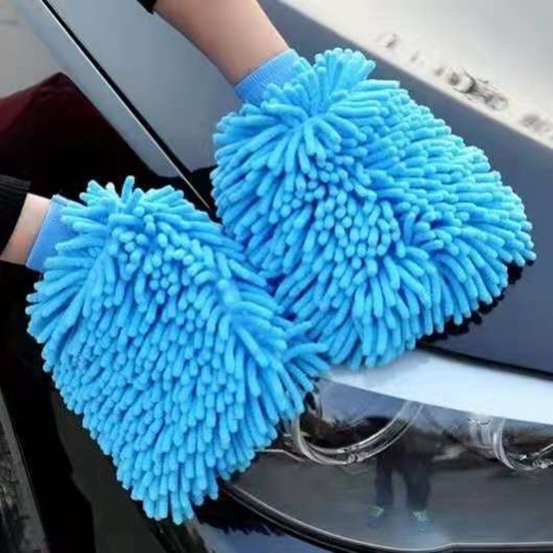 Găng tay rửa xe sợi nhỏ không xước Chenille Cao cấp Đơn / Đôi Xanh lam / Xanh lá cây / Cam, 7.87 &quot;x 5.9&quot;