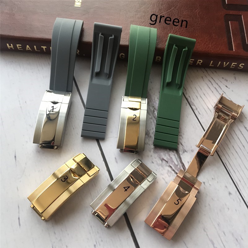Rolex Dây đeo đồng hồ bằng cao su màu xanh đen 0715 cho thuyền kayak