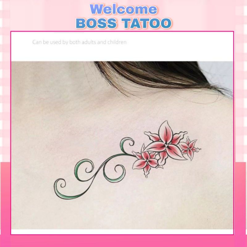 Hình xăm hoa thành cụm g07. Xăm dán tatoo mini tạm thời, size &lt;10x6cm