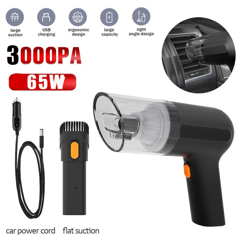 Máy Hút Bụi Cầm Tay Không Dây 3000PA Có Giác Hút Cực Mạnh Cho Xe Hơi Và Nhà Cửa