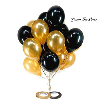 [FREE SHIP ] Combo 100 Bong Bóng Trang Trí Sinh Nhật Queen Bee Màu Vàng Đồng Và Đen QB0012