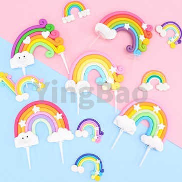 Set 10 Que Cắm Trang Trí Bánh Cupcake Hình Cầu Vồng Dễ Thương