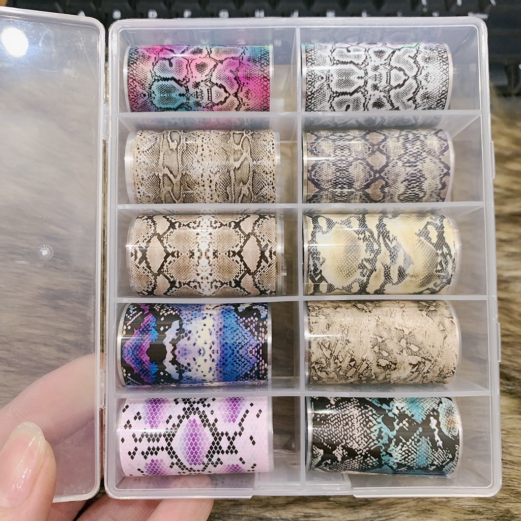 Set foil 10 Mẫu ẩn Móng - Foil ẩn Móng Nail - Thương Hiệu , Hoa ,Vân Đá vv