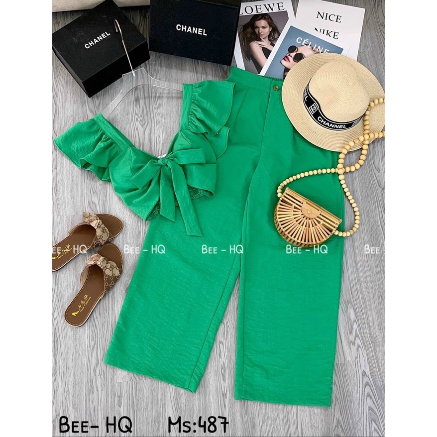 Set bộ nữ áo cánh tiên có mút ngực kèm quần suôn siêu sang cho cô nàng xinh đẹp na
