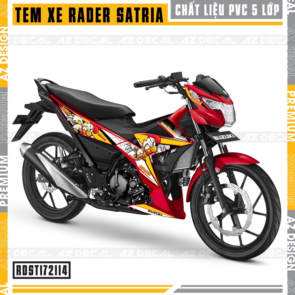 Tem Rời Xe Suzuki Raider - Satria Mẫu Chicken | RDST172114 | Decal Chế Chất Liệu PVC Chống Nước, Đa Dạng Màu Tem Cho Xe