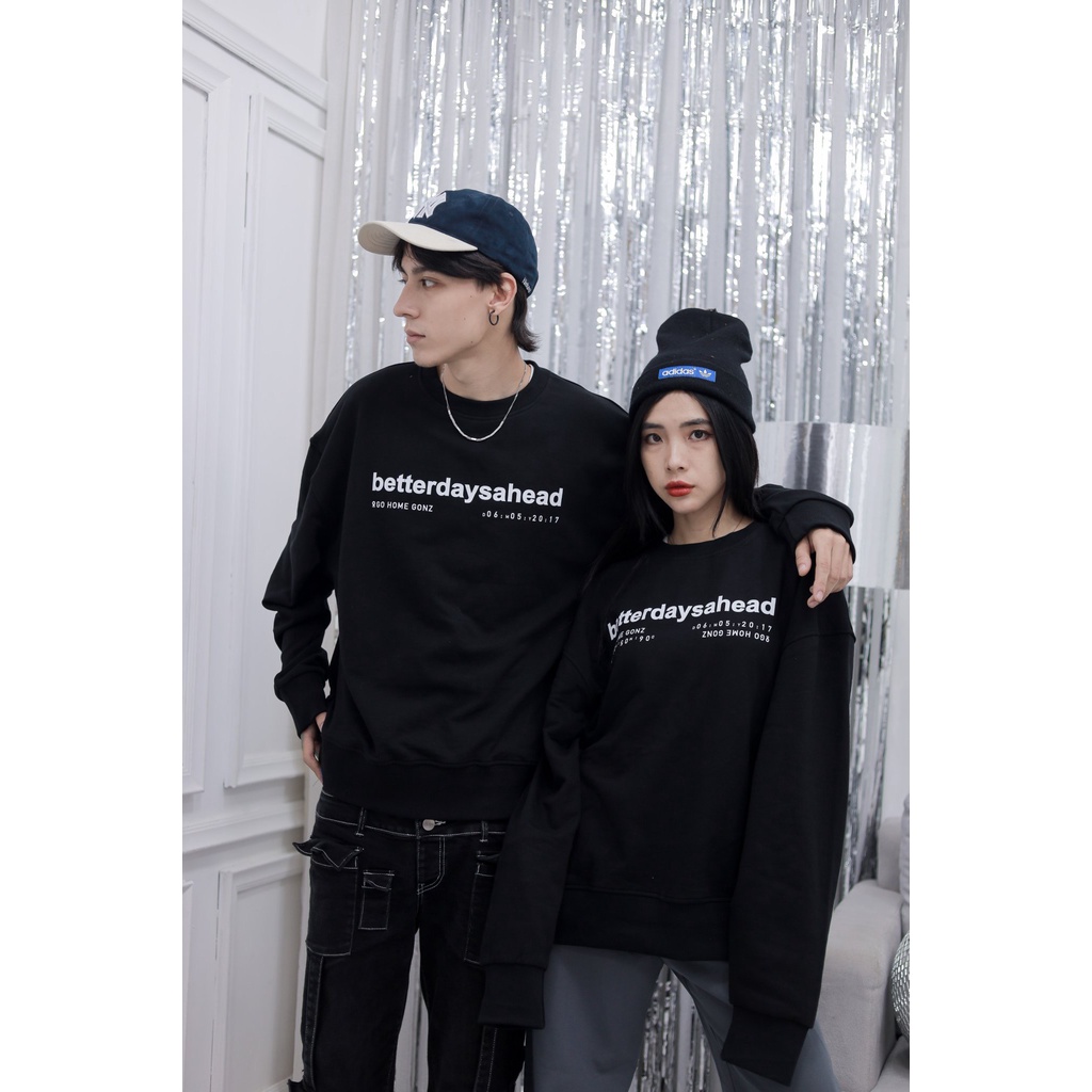 Áo Sweater Hiphop Form Rộng Mùa Đông Sweater Betterdaysahead - Màu Đen/Trắng | BigBuy360 - bigbuy360.vn