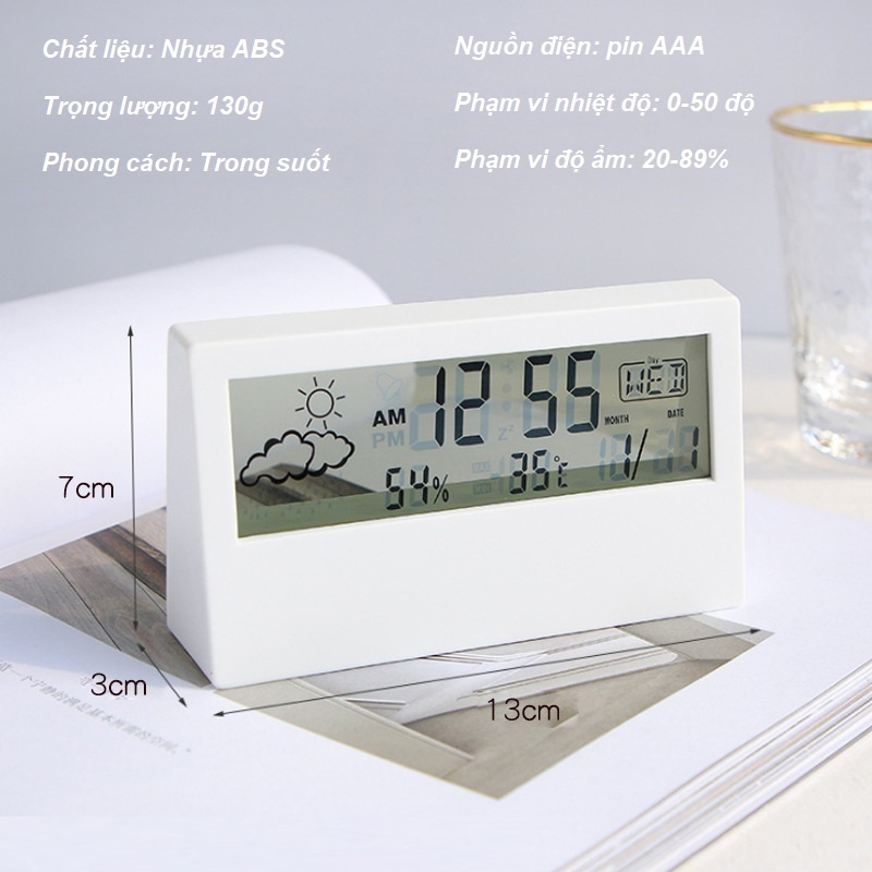 Đồng Hồ Trong Suốt Trang Trí Bàn Làm Việc, Bàn Học - Đồng Hồ Báo Thức H3