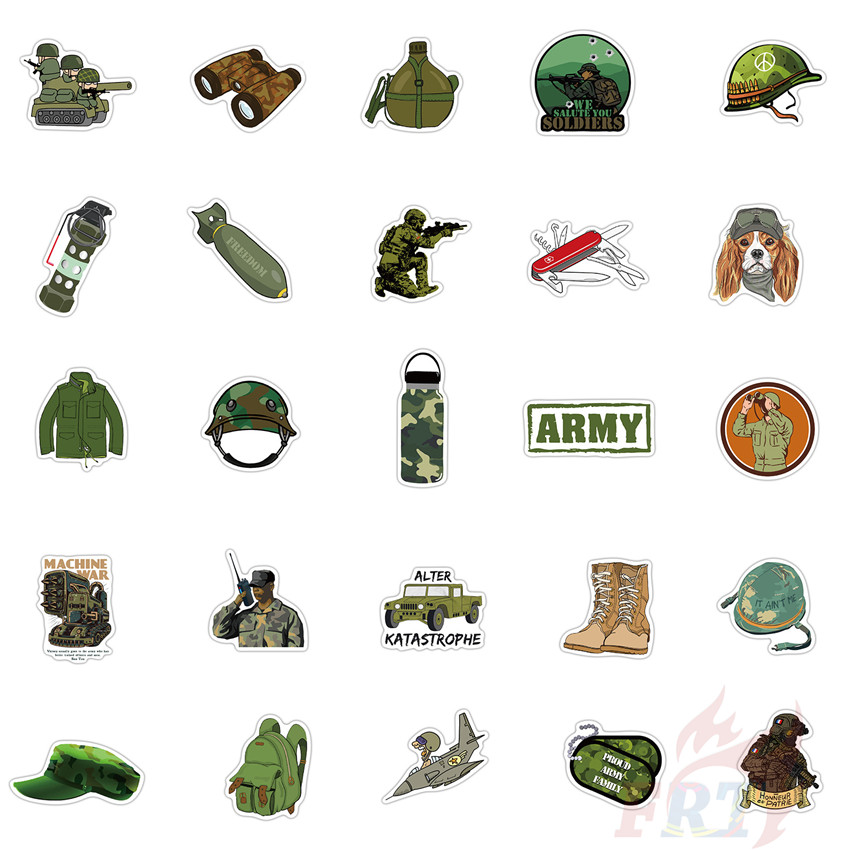 ❉ Military Enthusiast Series 01 Stickers ❉ 50Pcs/Set Fans Collection DIY Fashion Waterproof Doodle Decals Stickers